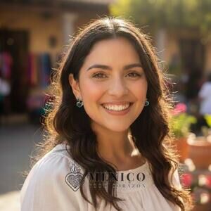 Mexican earrings heart white hand made 1.5 x 1 in